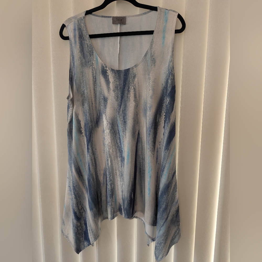 Blue and White Brushstroke Sleeveless Tank